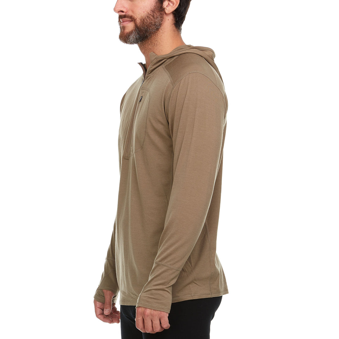 Micro Weight - Men's Wool 1/4 Zip Sun Hoodie