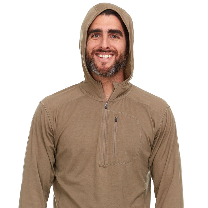 Micro Weight - Men's Wool 1/4 Zip Sun Hoodie